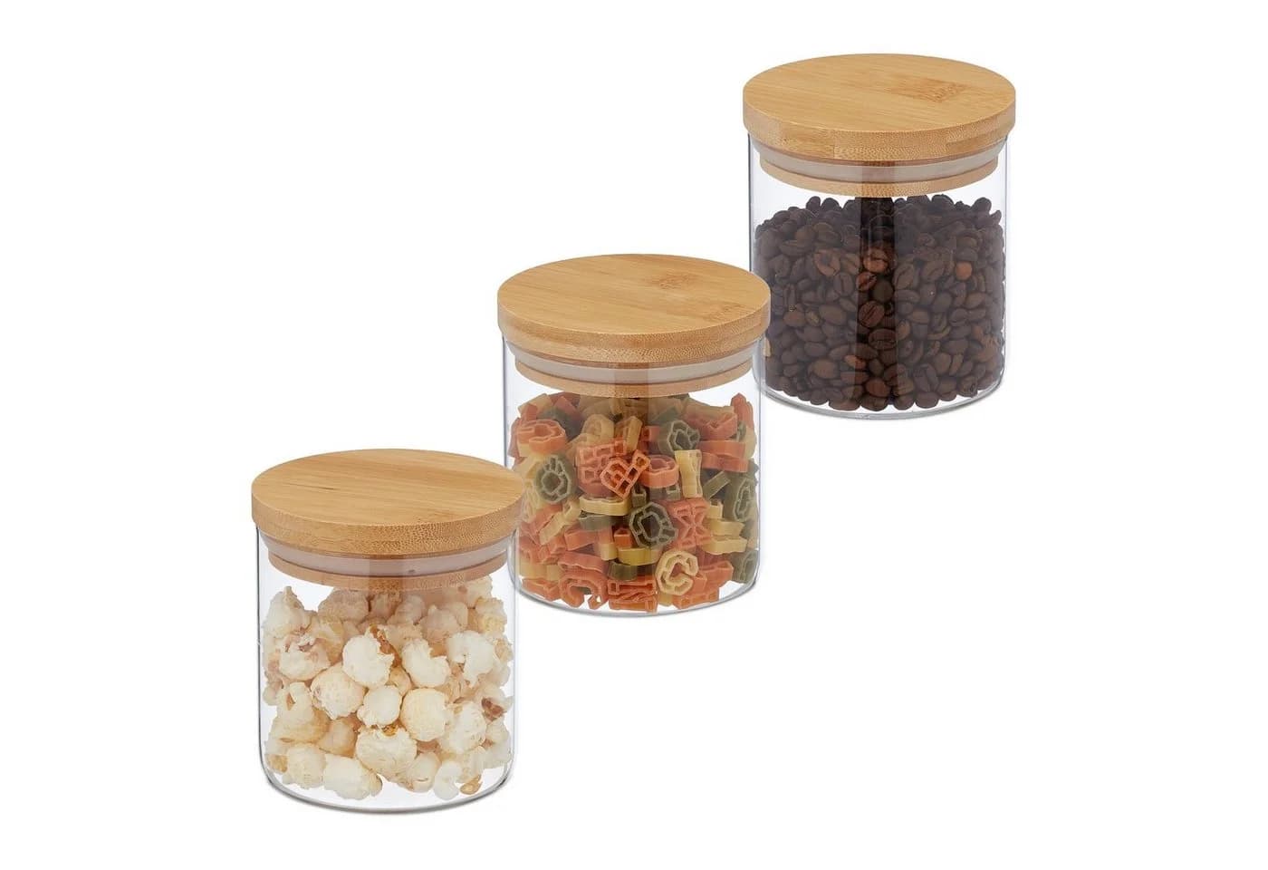 relaxdays Vorratsglas 3er Set Glas mit Bambusdeckel 500 ml - Bild 2