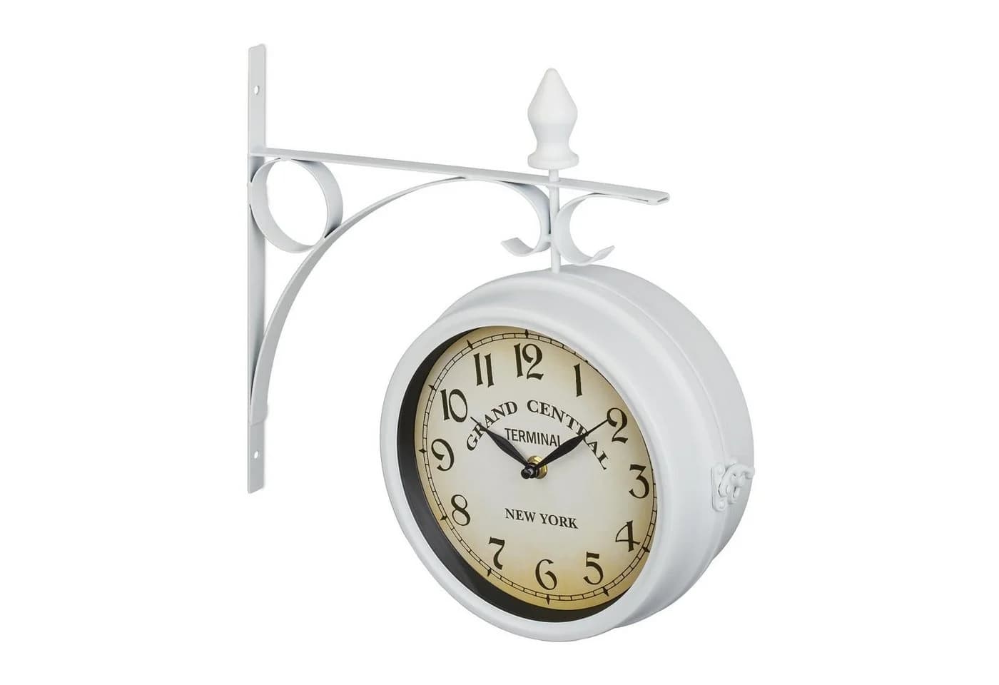 relaxdays Bahnhofsuhr doppelseitig Weiß Retro-Uhr - Bild 2