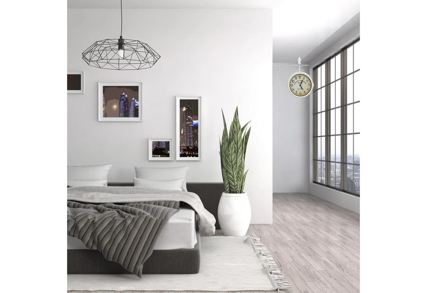 relaxdays Bahnhofsuhr doppelseitig Weiß Retro-Uhr - Bild 5
