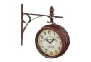 relaxdays Wanduhr Bahnhofsuhr doppelseitig Braun Bild 2