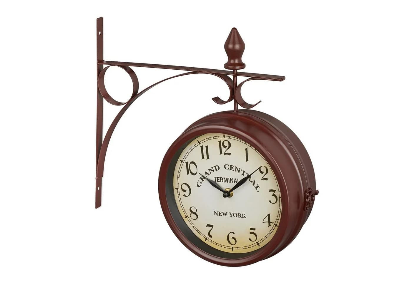 relaxdays Wanduhr Bahnhofsuhr doppelseitig Braun - Bild 2