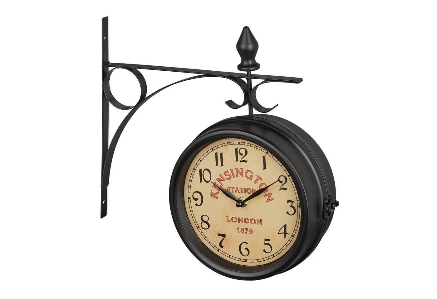 relaxdays Wanduhr Doppelseitige Bahnhofsuhr Schwarz Retro - Bild 2