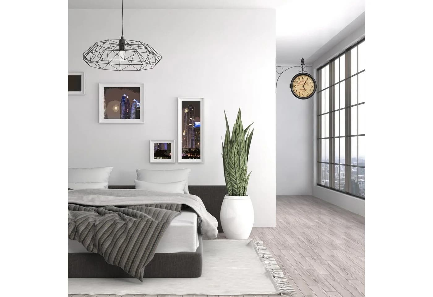 relaxdays Wanduhr Doppelseitige Bahnhofsuhr Schwarz Retro - Bild 5
