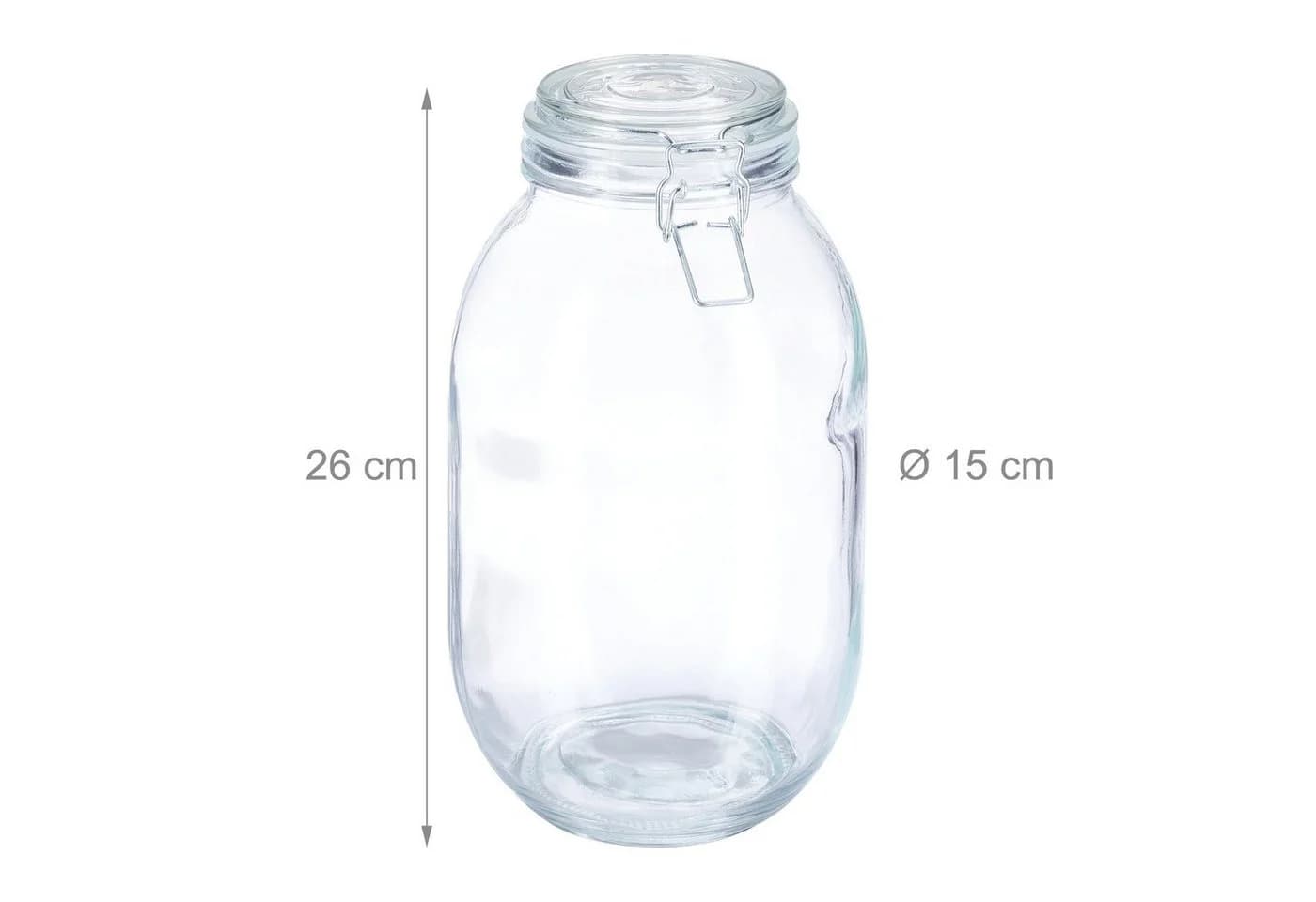 relaxdays Einmachglas 3 Liter Glas Bügelverschluss Transparent - Bild 4