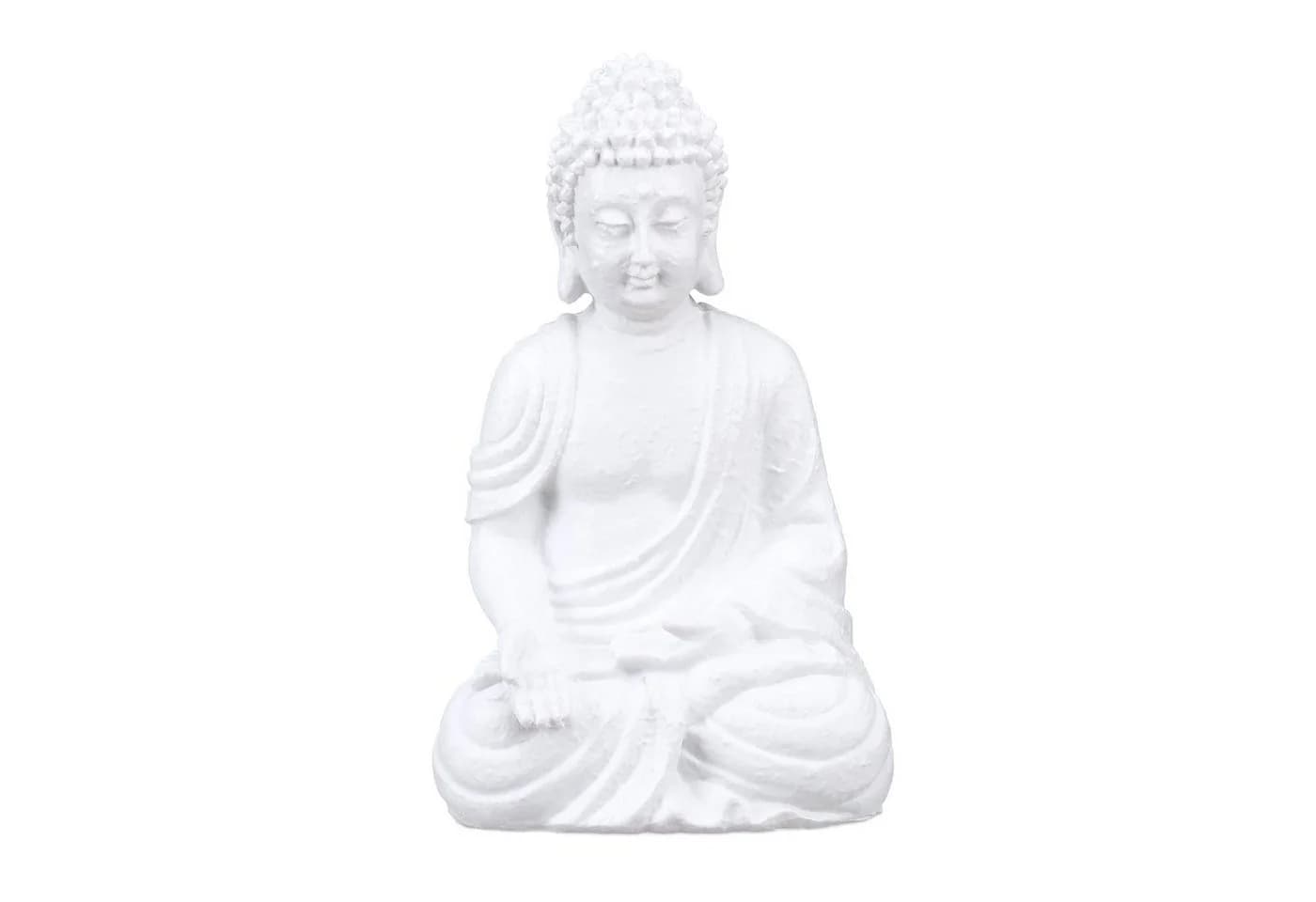 relaxdays Buddhafigur 30 cm Weiß Polyresin - Bild 2