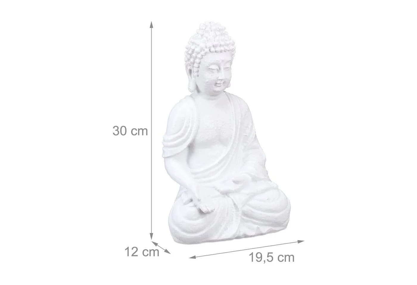 relaxdays Buddhafigur 30 cm Weiß Polyresin - Bild 4
