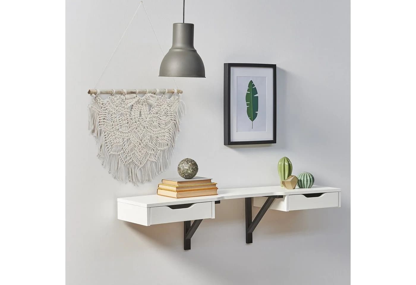relaxdays Makramee Wandbehang Creme Handgeknüpft Boho Stil