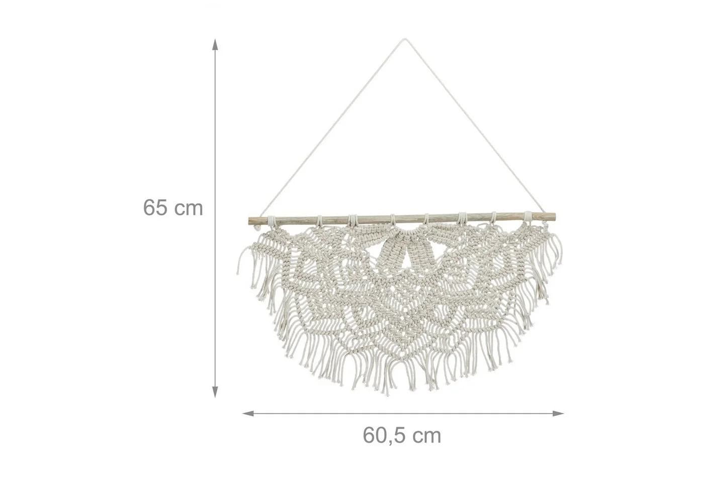 relaxdays Makramee Wandbehang Creme Handgeknüpft Boho Stil - Bild 4