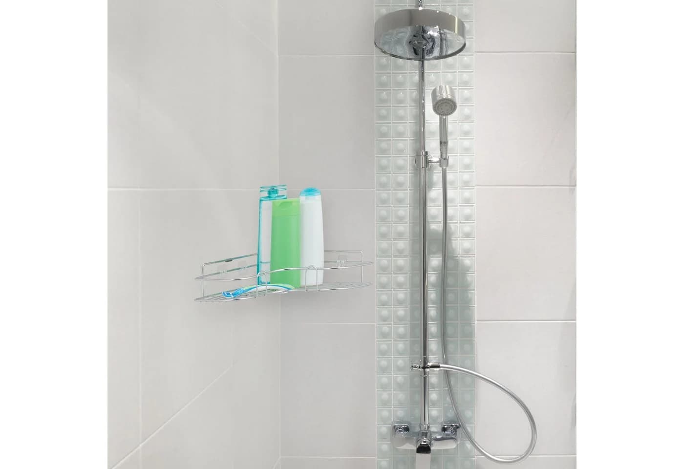 relaxdays Duschkorb Eck Duschablage ohne Bohren Silber