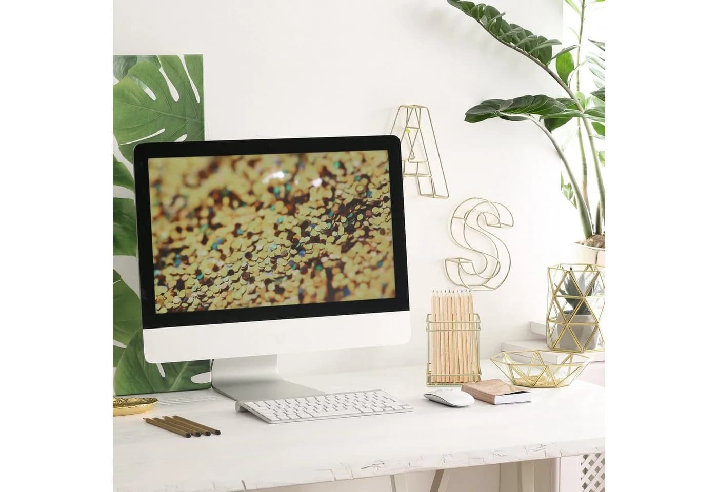 relaxdays Stiftehalter 2er Set Gold Eisen Organizer - Bild 5