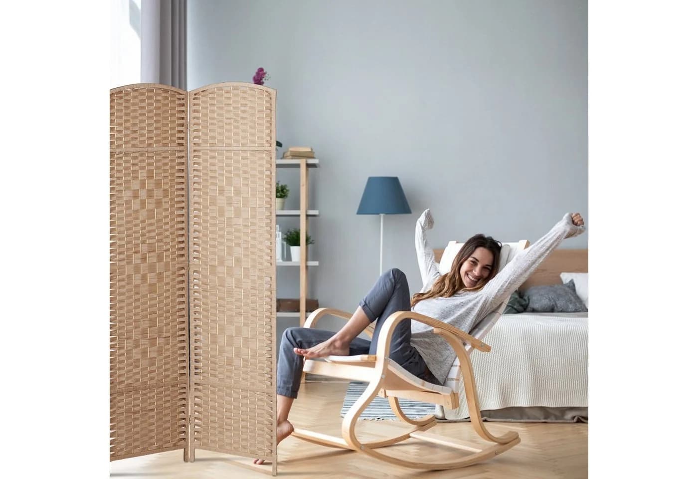 relaxdays Paravent in Natur 3-teilig Faltbar - Bild 3