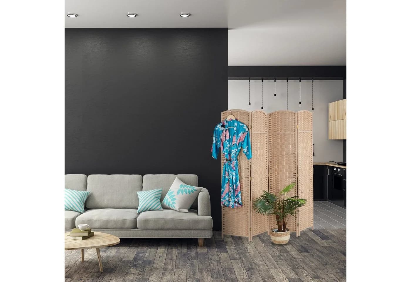 relaxdays Paravent 4-teilig Naturto Raumteiler