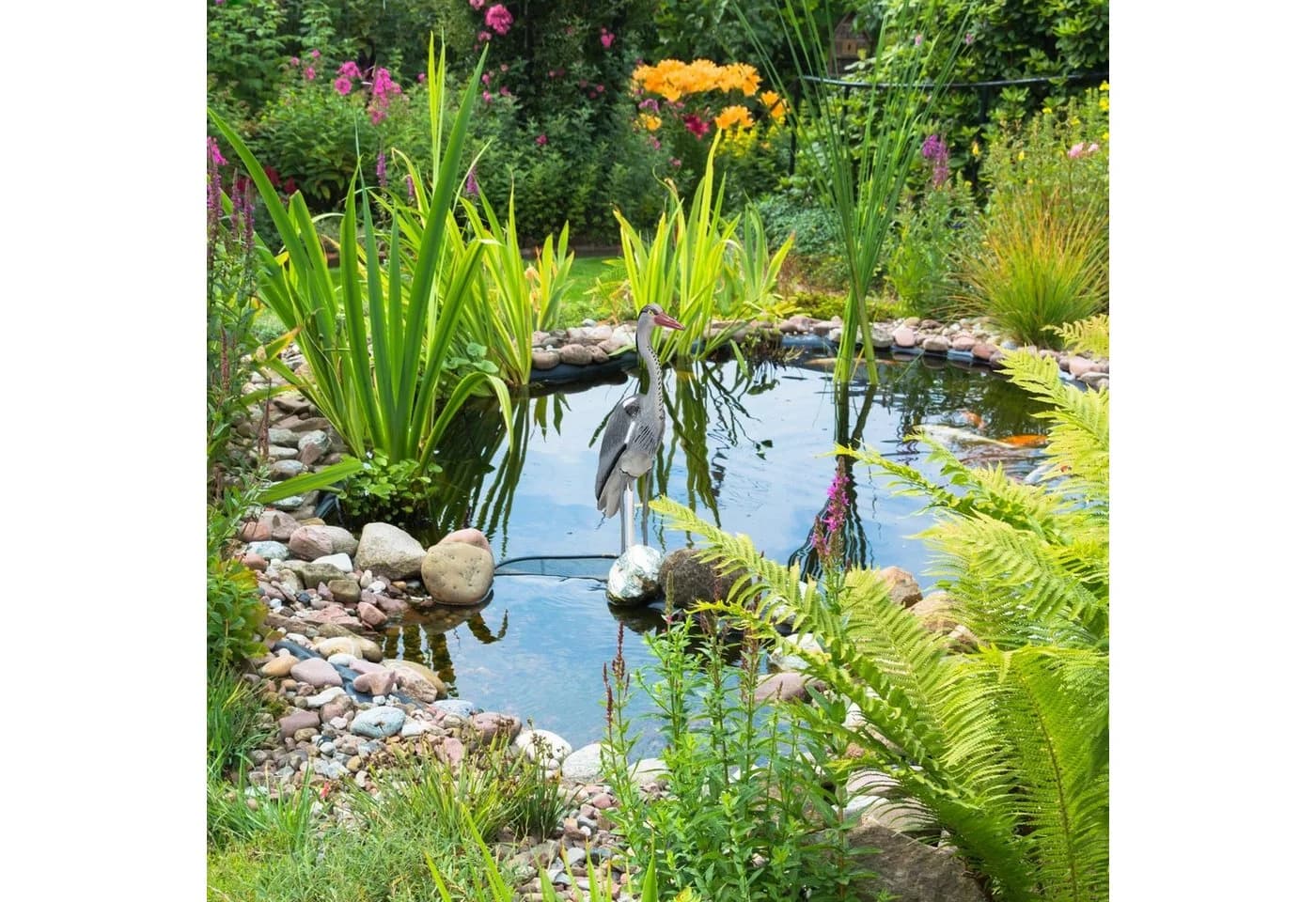 RELAXDAYS Gartenfigur Reiher 2er Set Grau Schwarz Rot - Bild 5