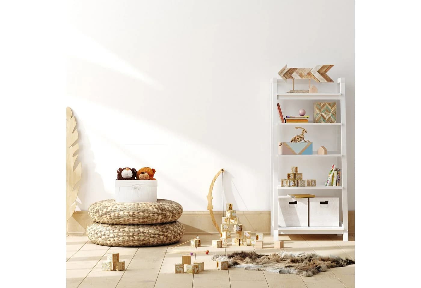 relaxdays Aufbewahrungskorb 4er Set Bambus Creme-Weiß - Bild 5