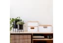 relaxdays Aufbewahrungskorb 3er Set Bambus Weiß/Beige Bild 1