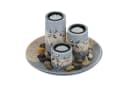 relaxdays Teelichthalter Set mit Tablett und Dekoschale Grau Beige Schwarz Bild 2