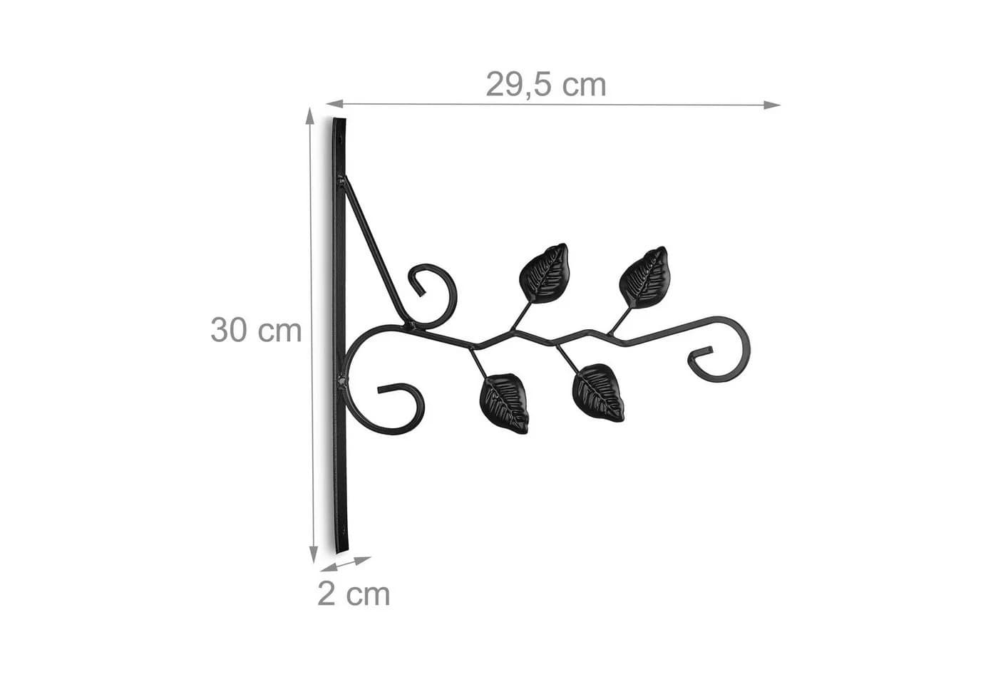 relaxdays Wandhaken Blumenampelhalterung 2er Set Blattmotiv Schwarz - Bild 4