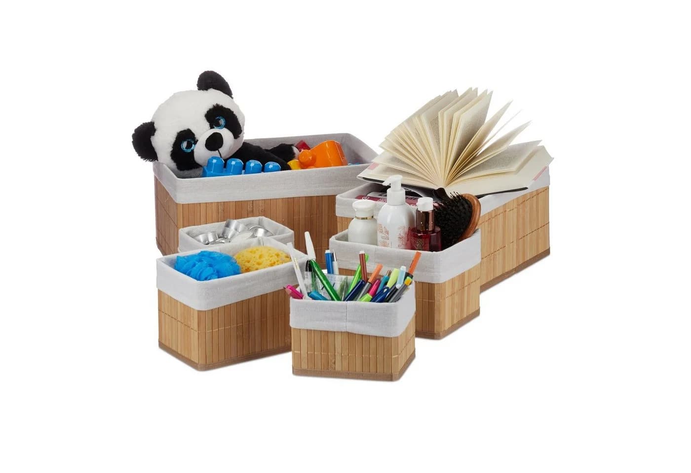 relaxdays 12er Set Aufbewahrungskörbe Bambus Natur - Bild 2