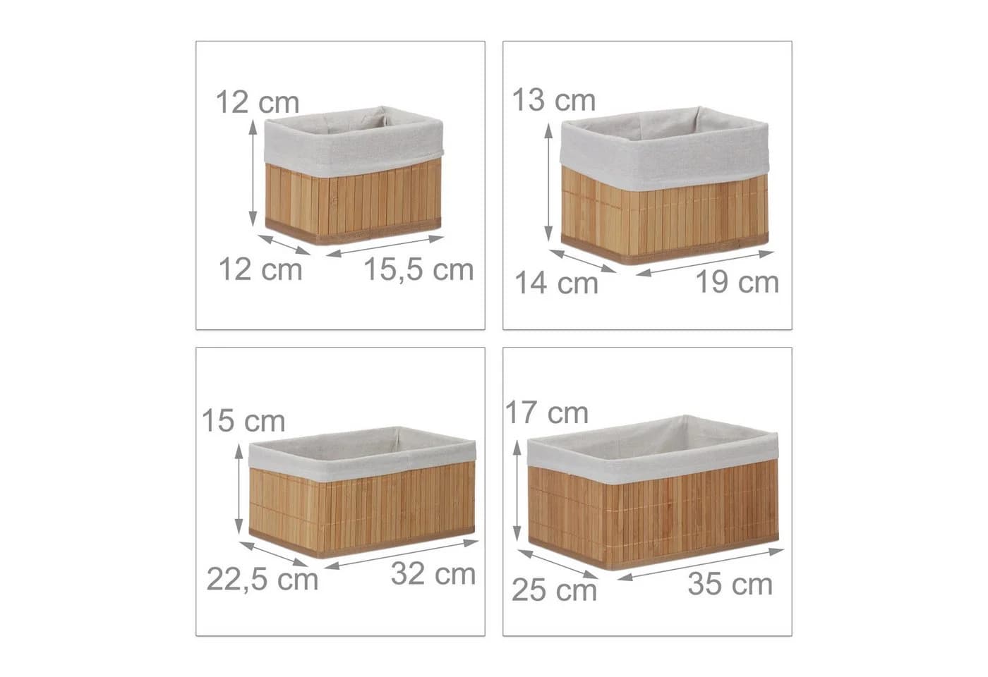 relaxdays 12er Set Aufbewahrungskörbe Bambus Natur - Bild 4