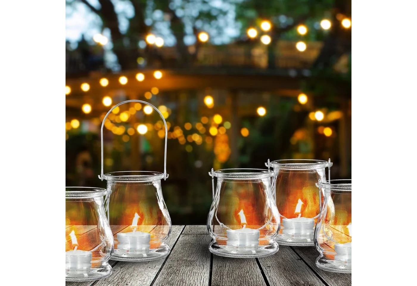 relaxdays Windlicht Transparentes 12er Set Glas Metall