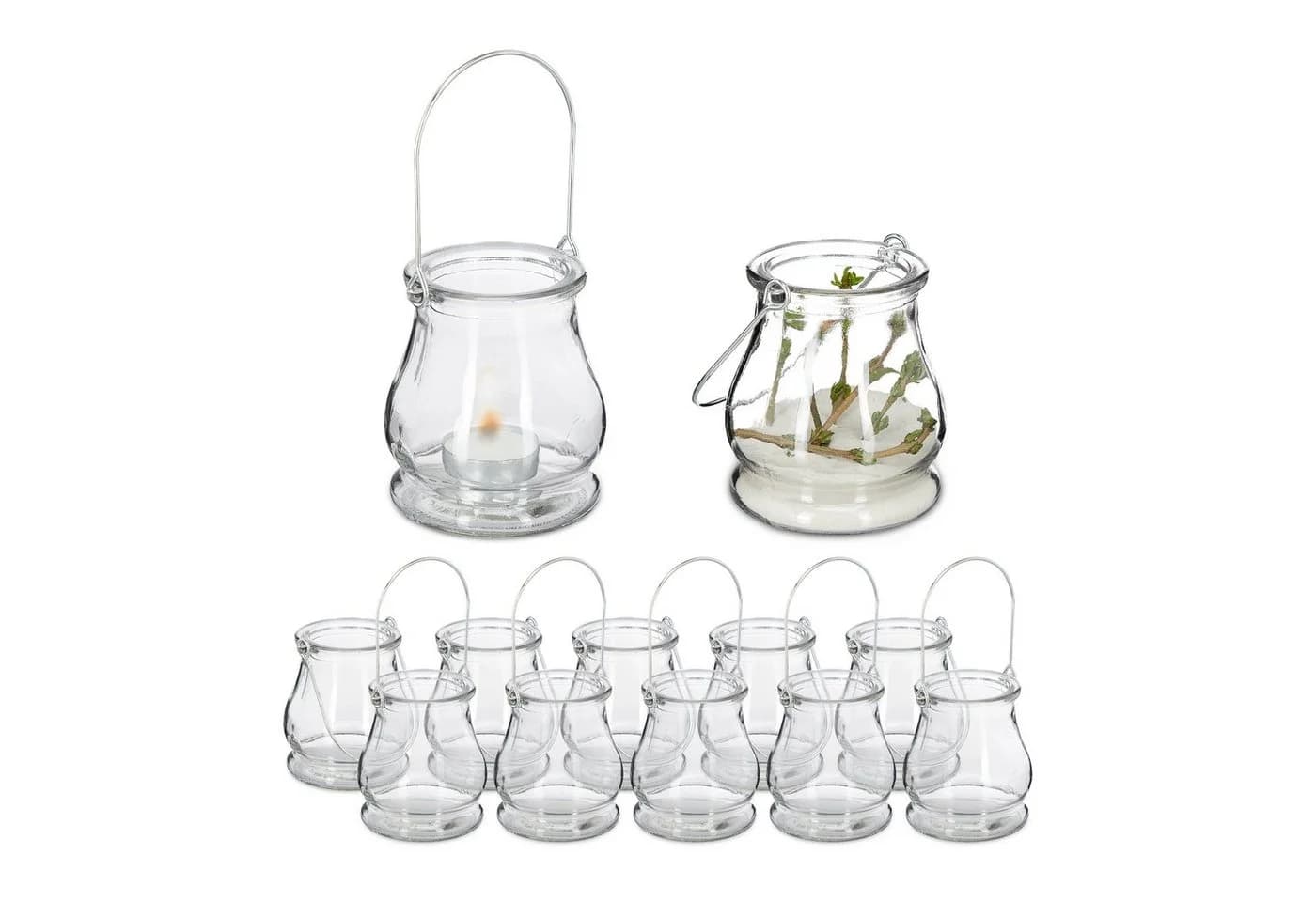 relaxdays Windlicht Transparentes 12er Set Glas Metall - Bild 2
