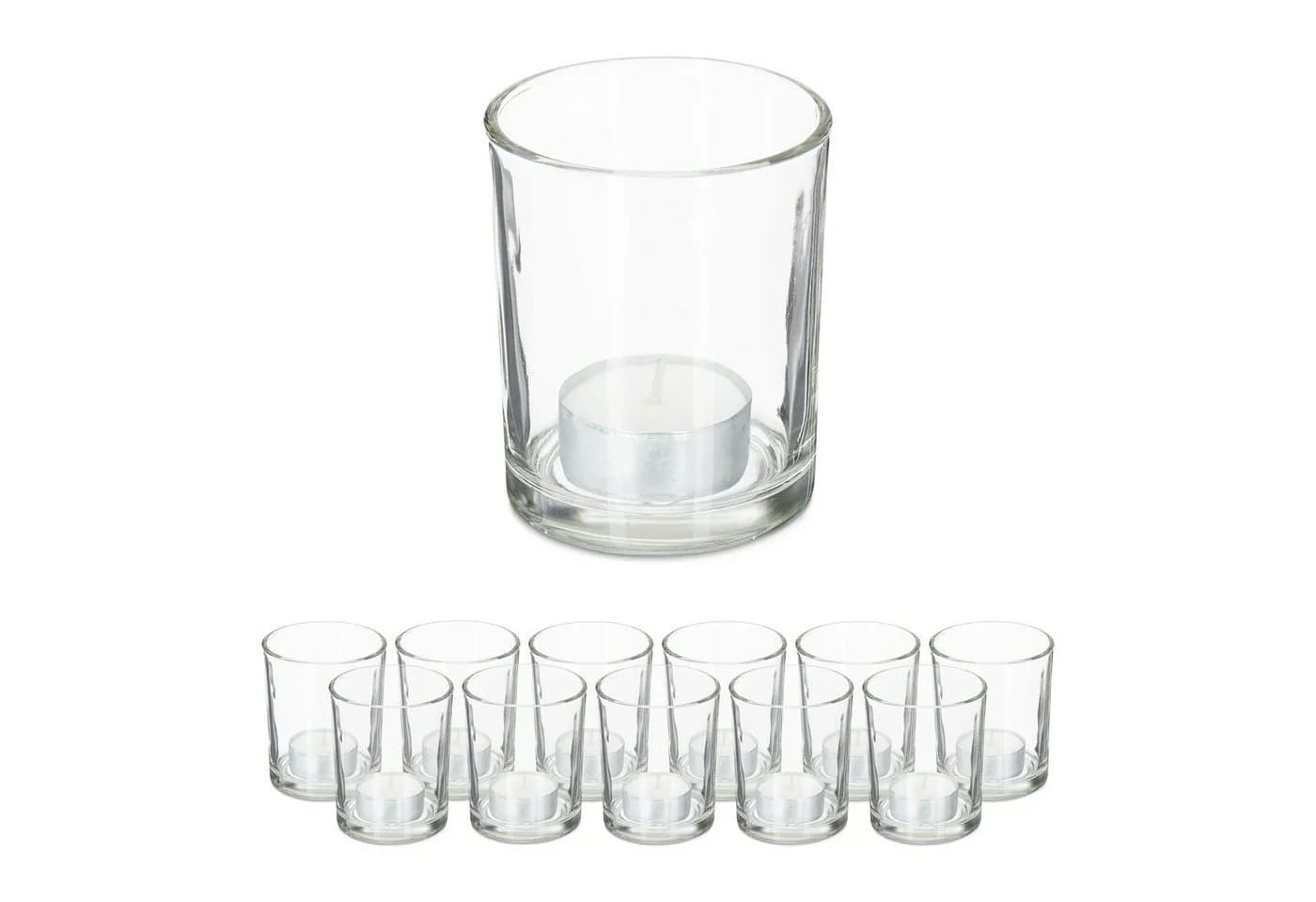 relaxdays Teelichthalter Teelichtgläser Transparent 12er Set Glas - Bild 2
