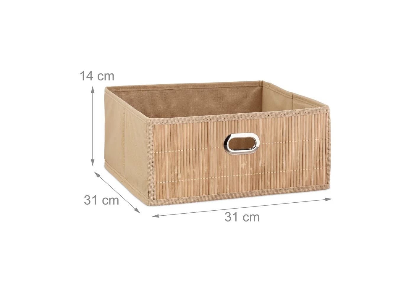 relaxdays Aufbewahrungskorb 3er Set Bambus Dekor Beige Faltbar - Bild 4