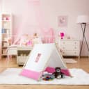 relaxdays Tipi-Zelt für Kind Weiß-Rosa Bild 1