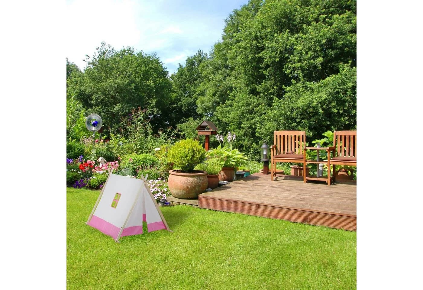 relaxdays Tipi-Zelt für Kind Weiß-Rosa - Bild 5