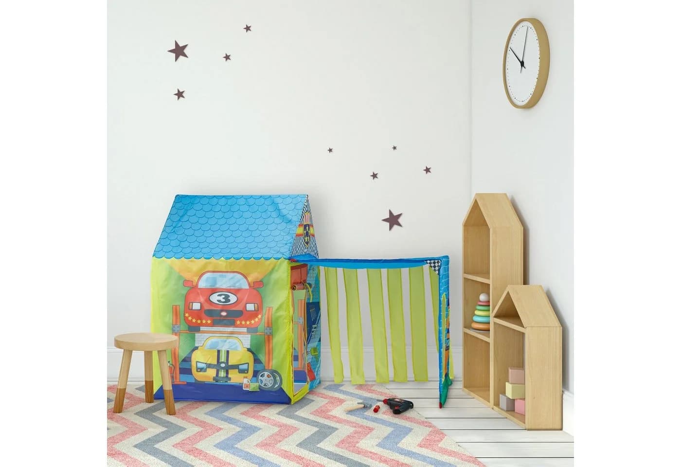 relaxdays Spielzelt Autowerkstatt Bunt Werkstatt-Design