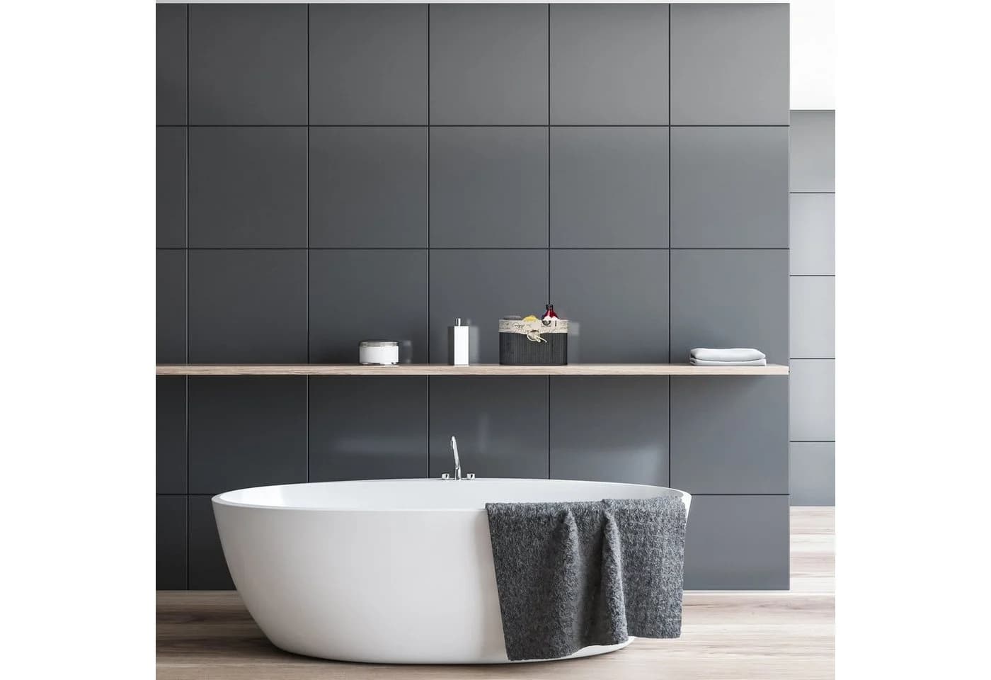 relaxdays Regalkorb Schwarz Bambus Aufbewahrungskorb mit Stoffeinsatz - Bild 5