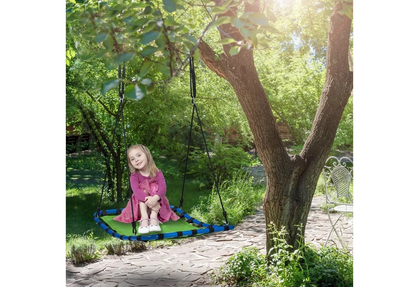relaxdays Eckige Nestschaukel Grün Stahl & Kunststoff - Bild 3