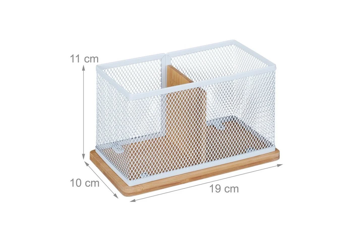 relaxdays Stiftehalter Organizer Bambus & Mesh Weiß - Bild 4