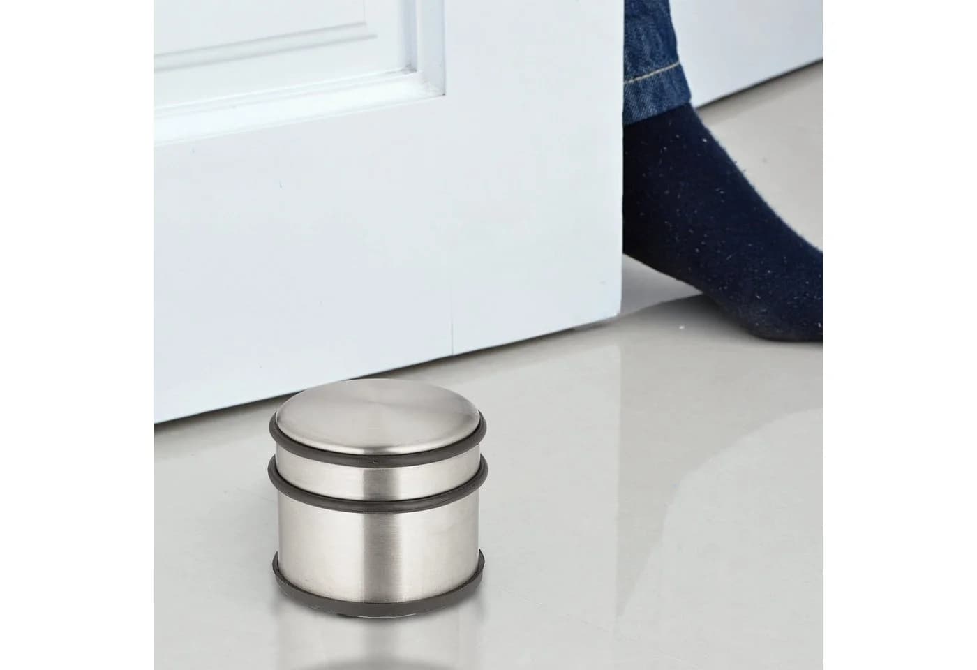 relaxdays Bodentürstopper Edelstahl 4er Set Silber Schwarz