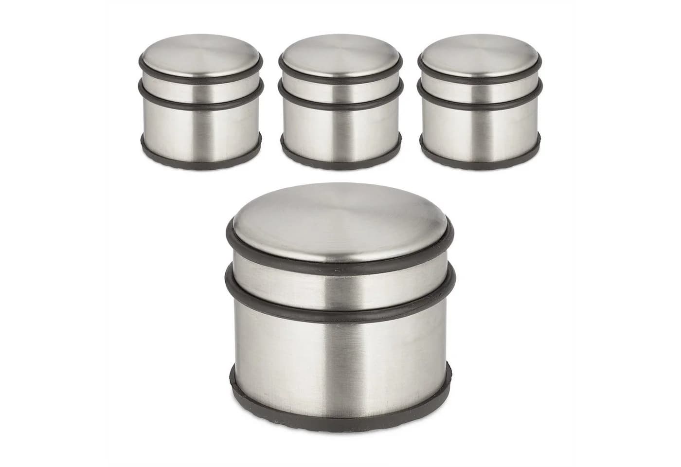 relaxdays Bodentürstopper Edelstahl 4er Set Silber Schwarz - Bild 2