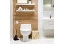 relaxdays Toilettenpapierhalter WC Garnitur Stahl & Holzoptik Schwarz Bild 1