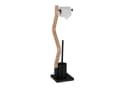 relaxdays Toilettenpapierhalter WC Garnitur Stahl & Holzoptik Schwarz Bild 2