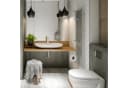 relaxdays Toilettenpapierhalter WC Garnitur Stahl & Holzoptik Schwarz Bild 5