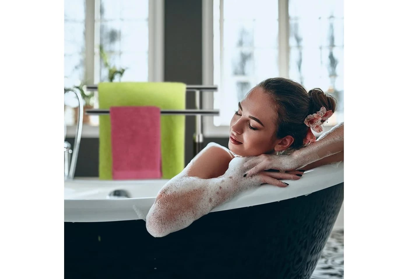 relaxdays Handtuchständer Stehend Schwarz Silber mit 2 Stangen - Bild 3