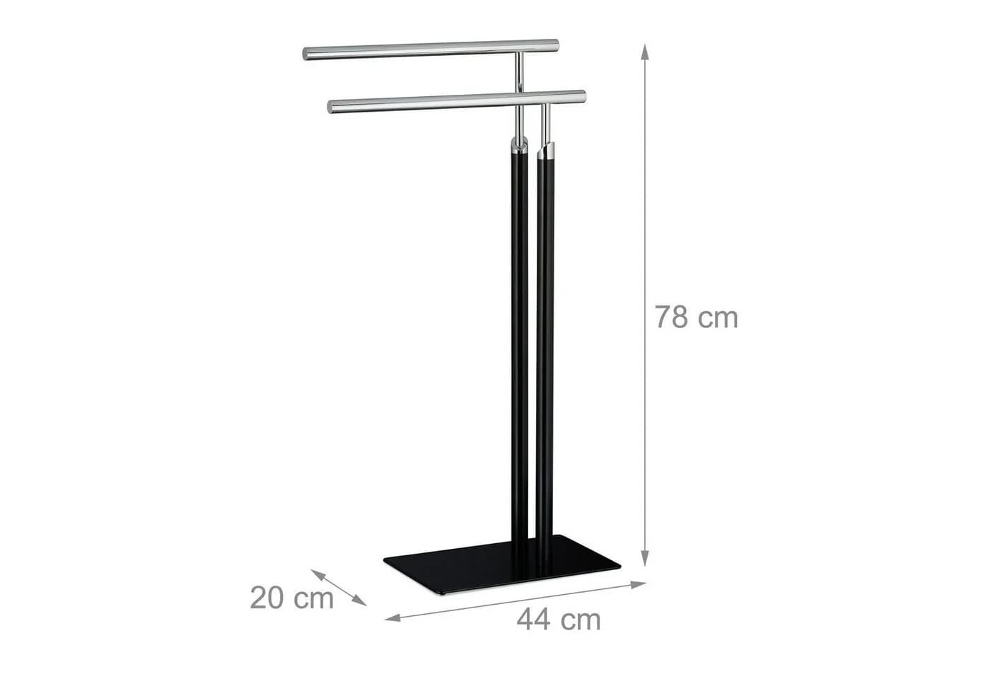 relaxdays Handtuchständer Stehend Schwarz Silber mit 2 Stangen - Bild 4