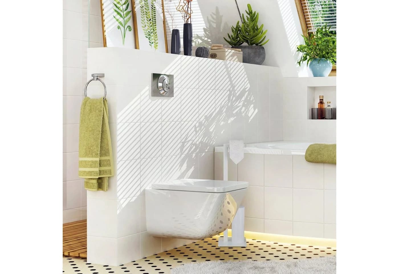 relaxdays Toilettenpapierhalter WC Garnitur Weiß - Bild 5