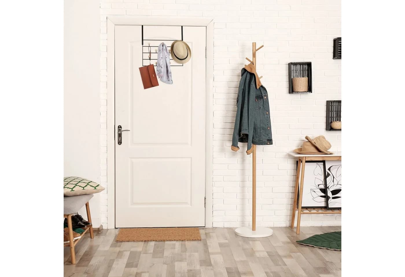 relaxdays Türgarderobe Schwarz 10 Haken Türhakenleiste