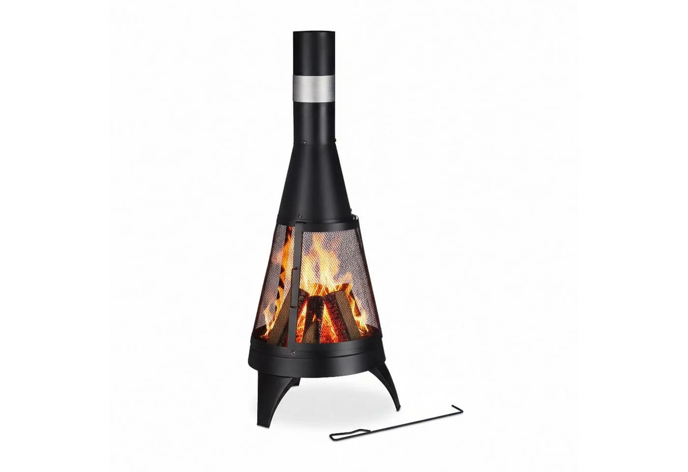 relaxdays Feuerkorb Terrassenofen mit Funkenschutz Schwarz/Silber - Bild 2