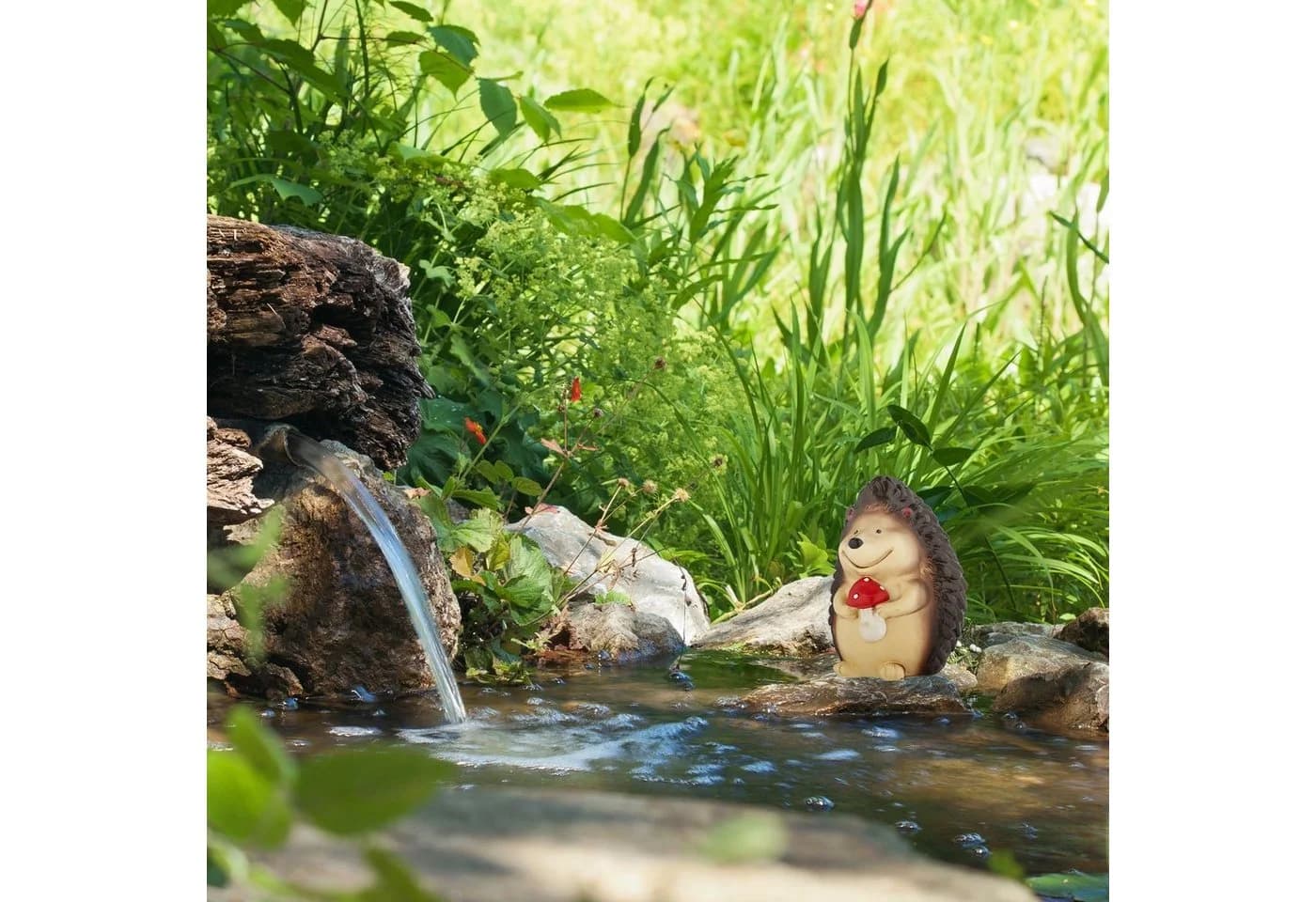 RELAXDAYS Gartenfigur Igel Braun Rot Weiß Polyresin