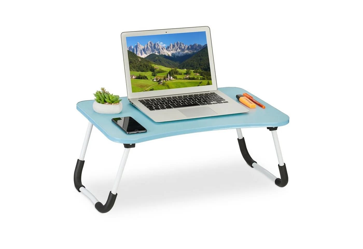 relaxdays Laptoptisch Hellblau Zusammenklappbar mit Eisengestell - Bild 2