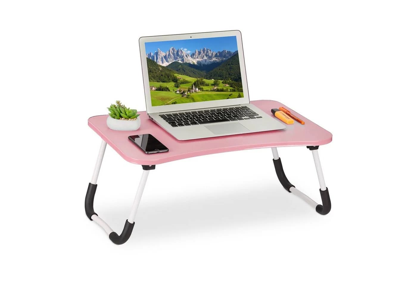 relaxdays Laptoptisch Pink - Faltbarer Schoßtisch mit Eisengestell - Bild 2