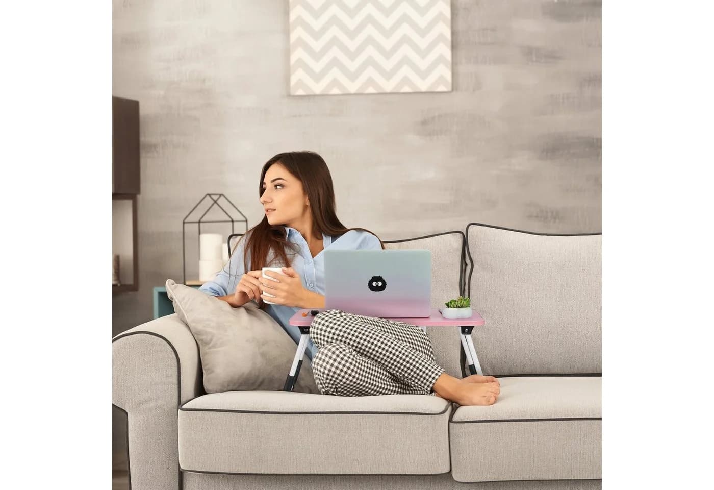 relaxdays Laptoptisch Pink - Faltbarer Schoßtisch mit Eisengestell - Bild 3