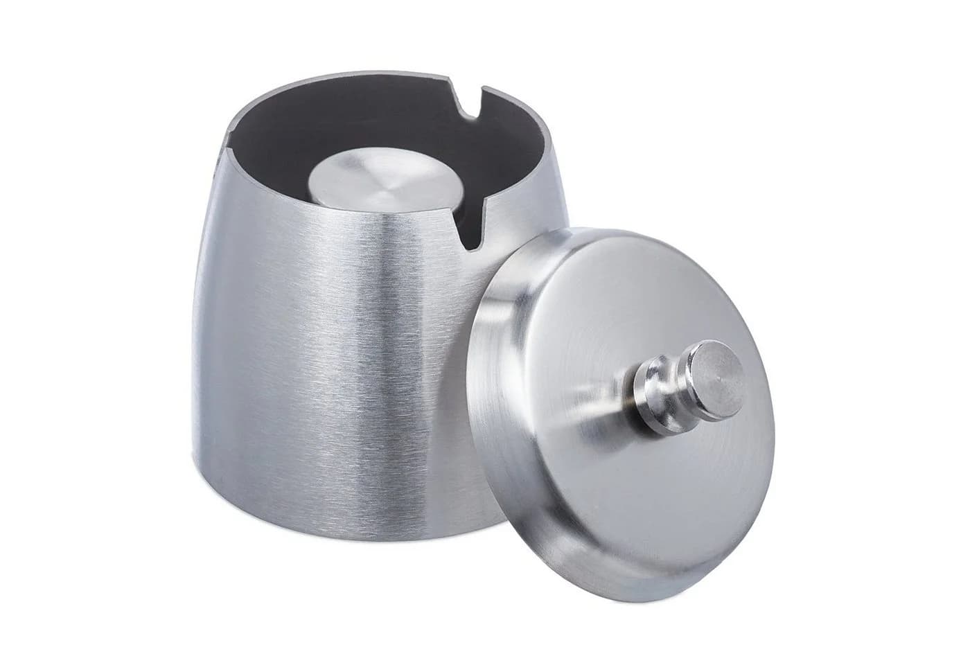 relaxdays Aschenbecher mit Deckel Edelstahl Silber - Bild 2