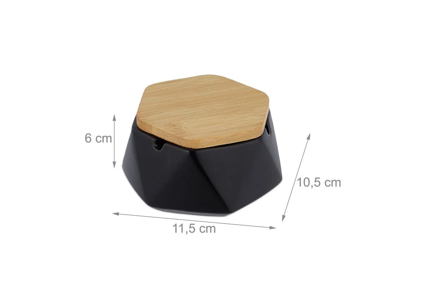 relaxdays Aschenbecher mit Deckel Schwarz Geometrisch - Bild 4