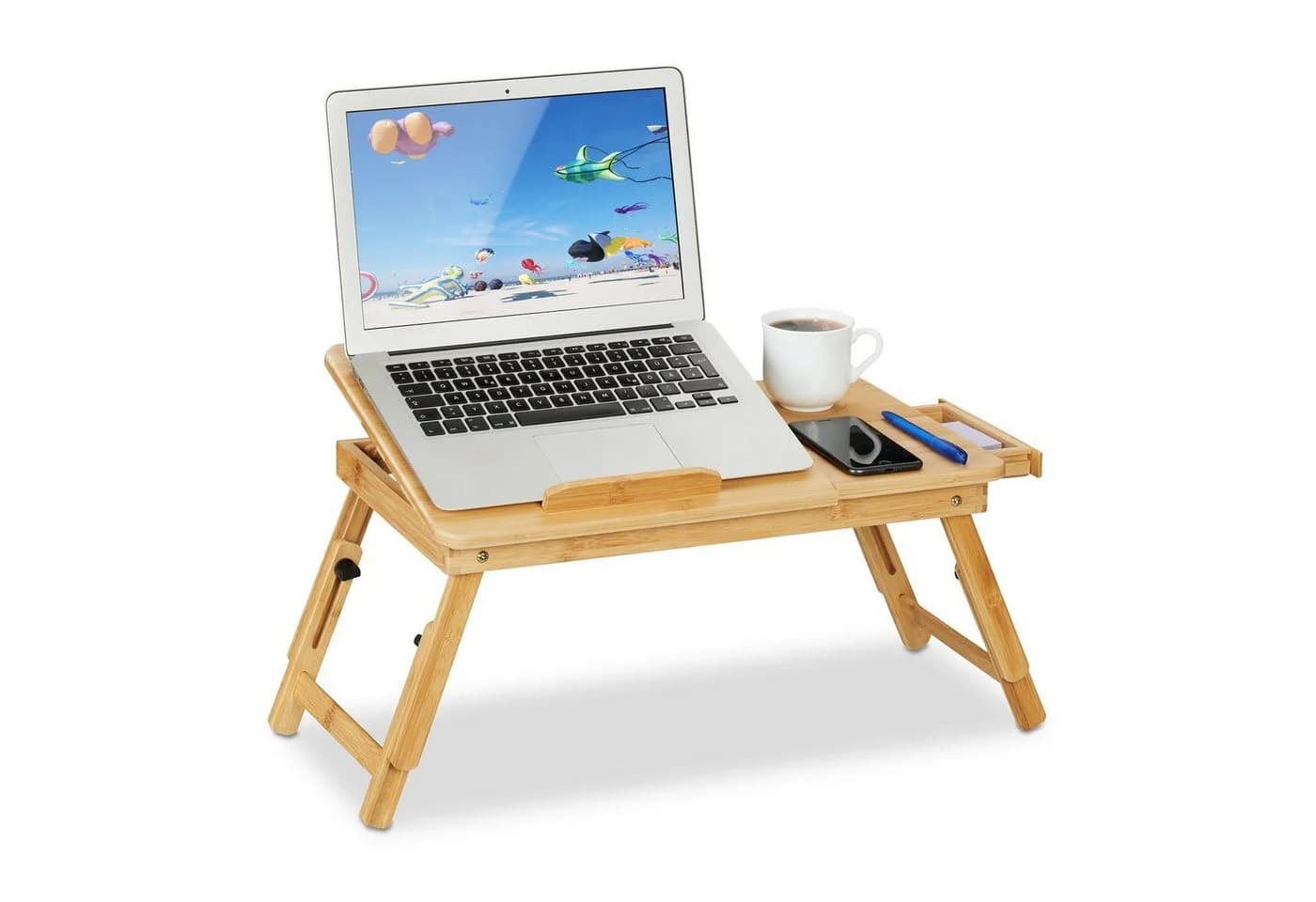 relaxdays Laptoptisch Klappbar Bambus Höhenverstellbar - Bild 2